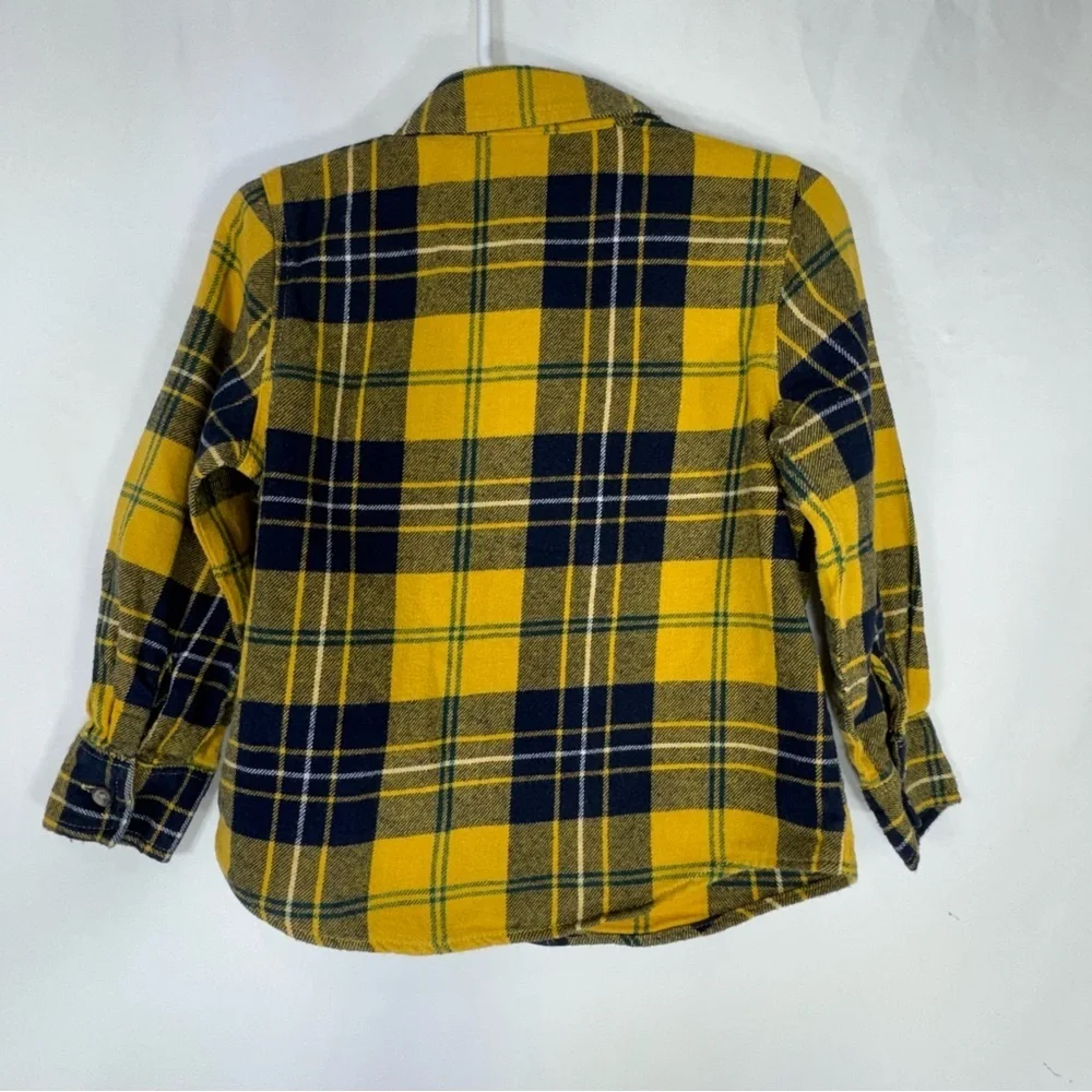 Old Navy Kids Yellow & Navy Plaid Flannel Shirt